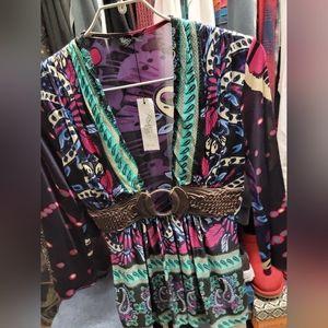 NWT Sky brand silk print stretchy top